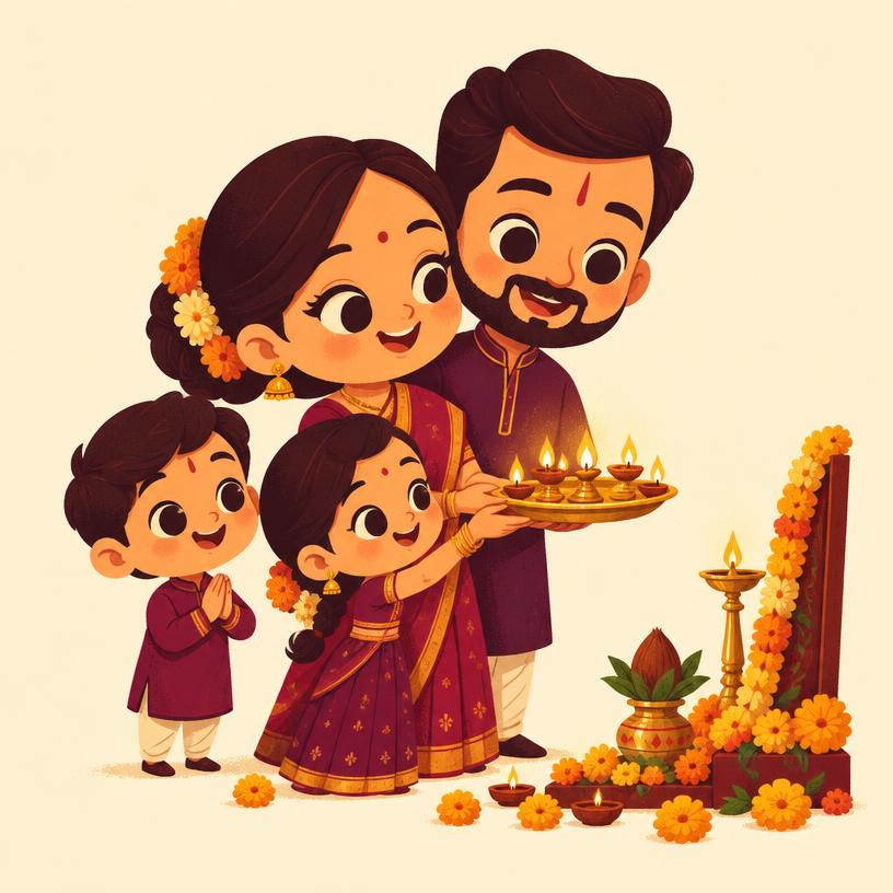 Puja / Festival invitation illustration